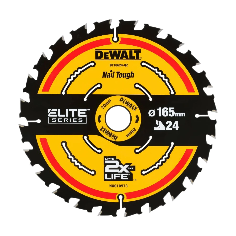 Фото DEWALT DT10624-QZ 1/3 шт. 24T Диск для циркулярной пилы по дереву 165×20 мм, универсальные аксессуары для электроинструментов №3