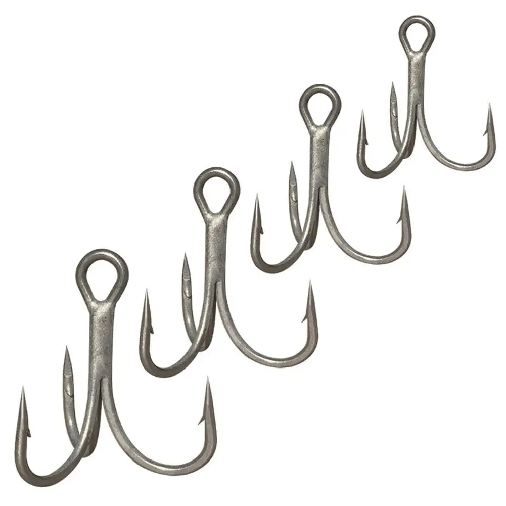

Fishing Hook Alloy Steel Hook Treble Overturned Hook Gun Color Three 4#6#8#10# Fishing Tackle Round Bend Treble For Bass