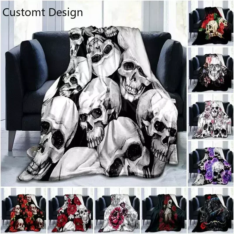 

Flower Skull 3D Print Blanket Sofa Blankets for Beds Super Soft Warm Blanket Cover Flannel Throw Blanket Fleece Blanket Queen
