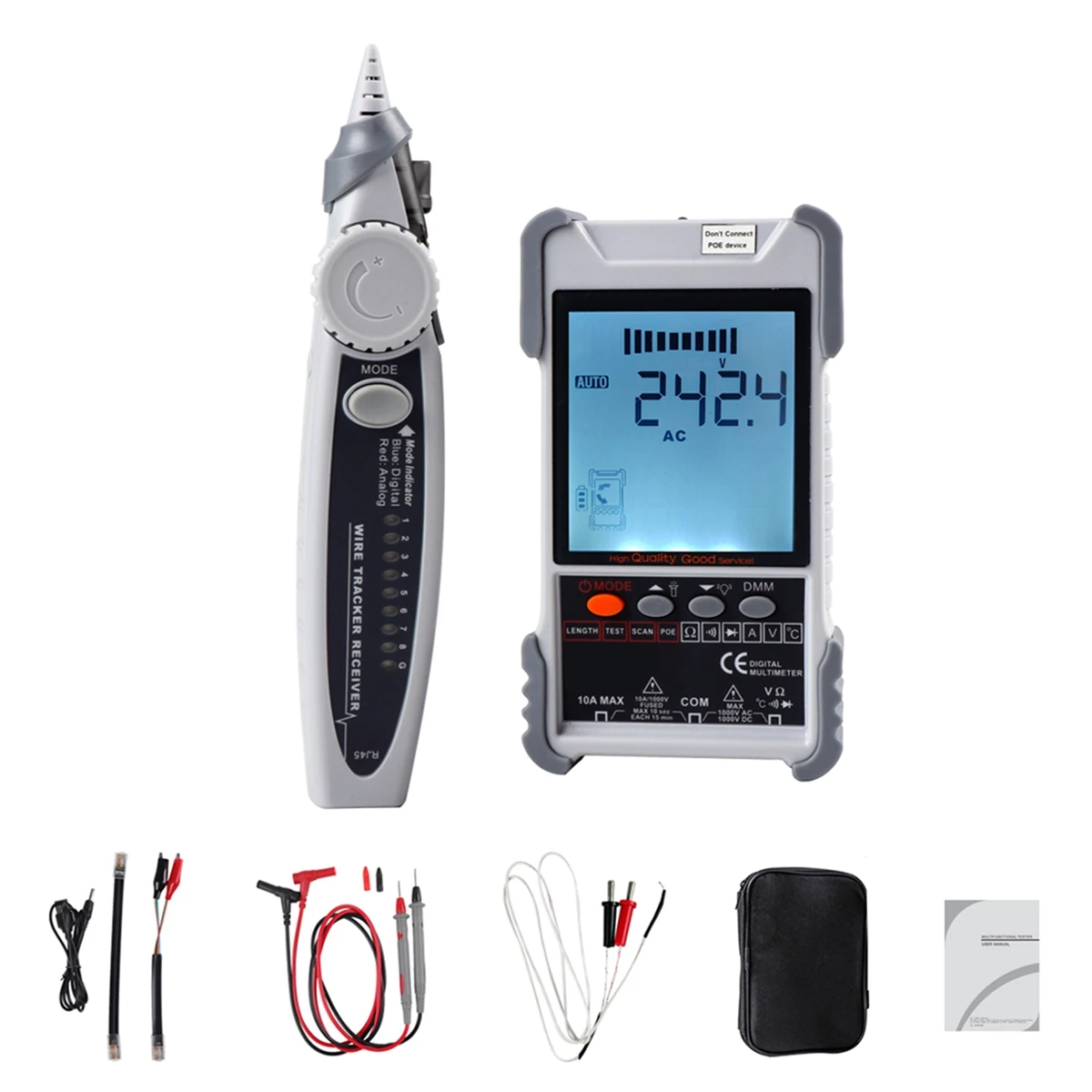 

ET618 Network Cable Tester with LCD Display Analogs Digital Search POE Test Cable Pairing Length Wiremap Tester