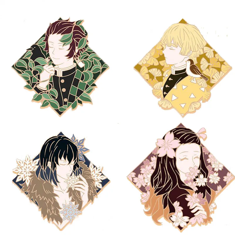 

Металлические значки высокого качества для истребителей демонов, заколки, аниме периферийная брошь на пуговицы, нагрудное украшение, колле...