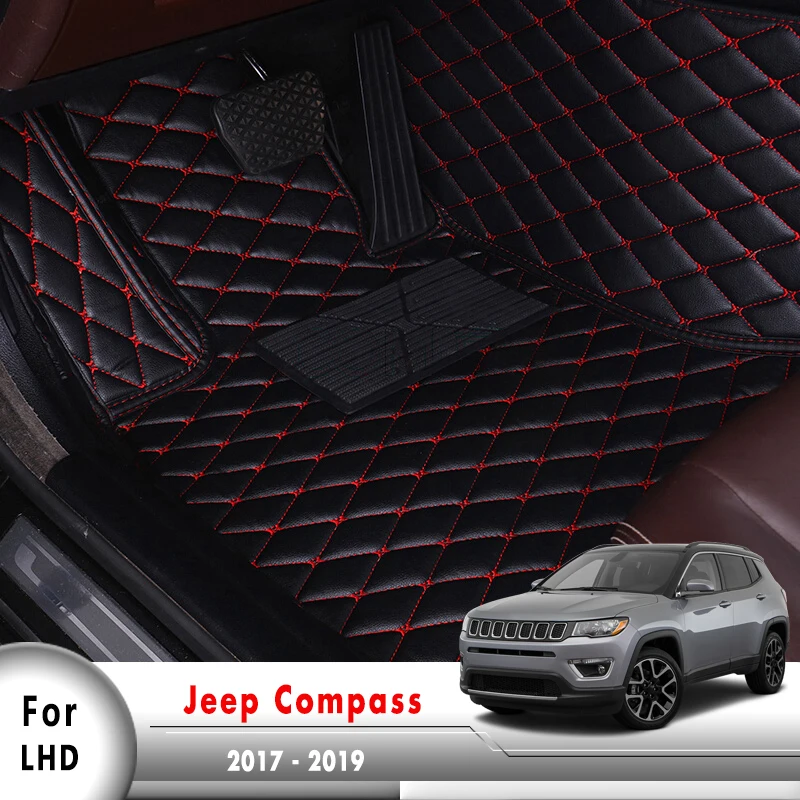 

For Jeep Compass 2017 2018 2019 2020 Car Floor Mats Artificial Leather Rug Surround Auto Interior Accessories Carpets Black