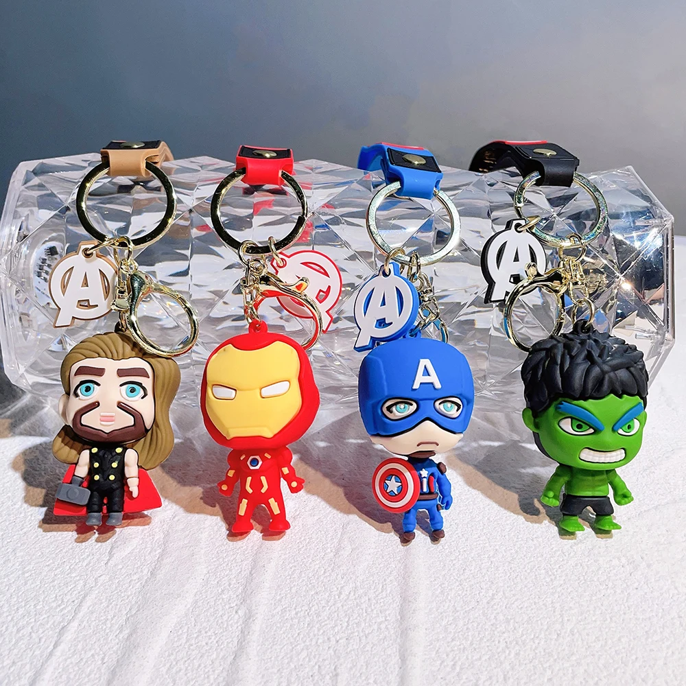 

Marvel Avengers Silicone Keychains Cute Cartoon Superhero Pendant Keyholder Thanos Iron Man Spiderman Keyrings Jewelry Gifts