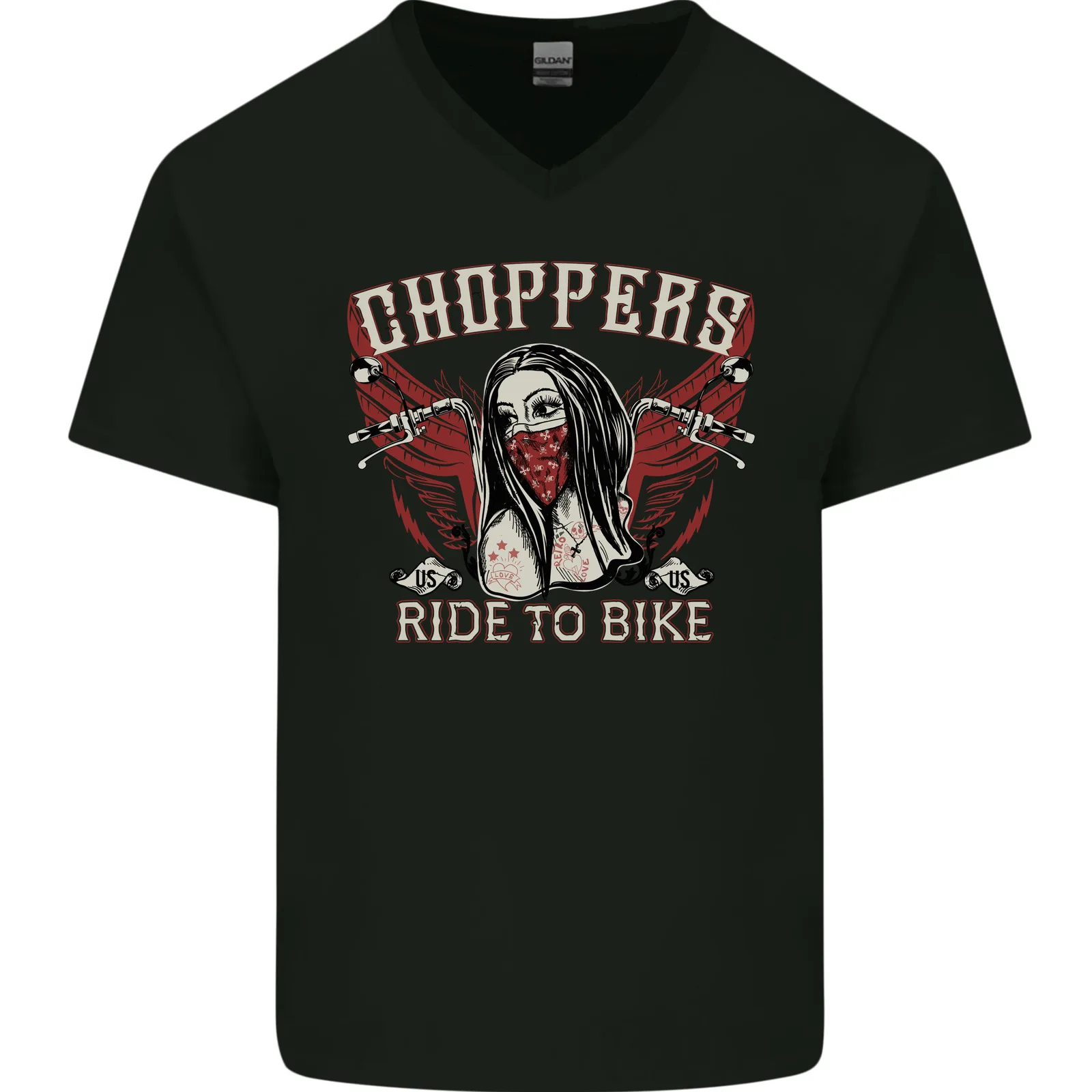 Choppers Ride To Bike Outlaw Байкер Мотоцикл Мужская хлопковая футболка с v-образным вырезом