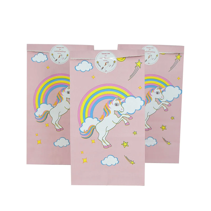 

12Pcs/Lot Rainbow Unicorn Candy Paper Bags Cookie Packaging Bag Birthday Party Decoration Baby Shower Gift Supplies 22*12cm