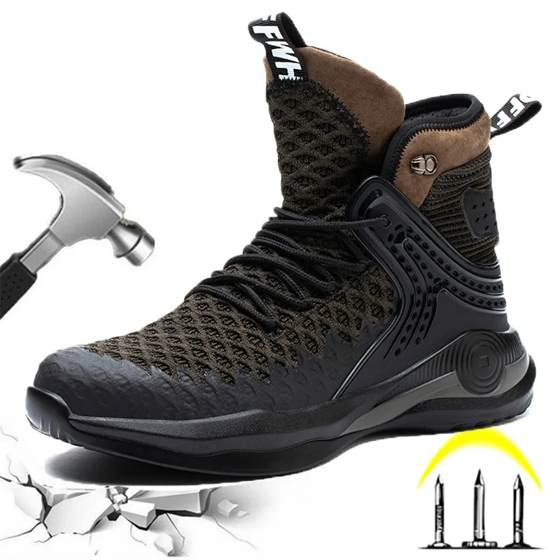 

Модная камуфляжная защитная обувь CHNMR для мужчин, рабочие кроссовки со стальным носком, непрокалываемые Нескользящие ботинки на платформе, полуботинки для мужчин