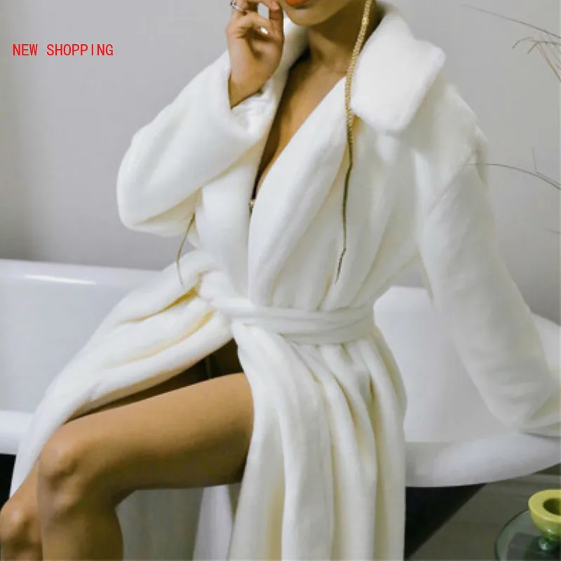 2022 Winter White Teddy Coats Faux Fur Jacket Elegant Long Shaggy Trench Women Furry Jackets Fluffy Artificial Fur Coat Homewear