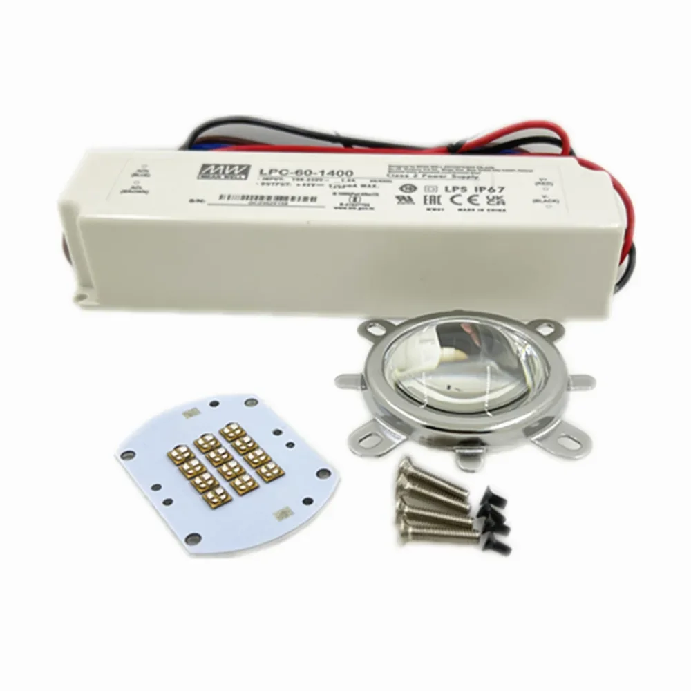 Фиолетовые светодиодные бусины 395-400 УФ-отвержденное зеленое масло 60 Вт Источник