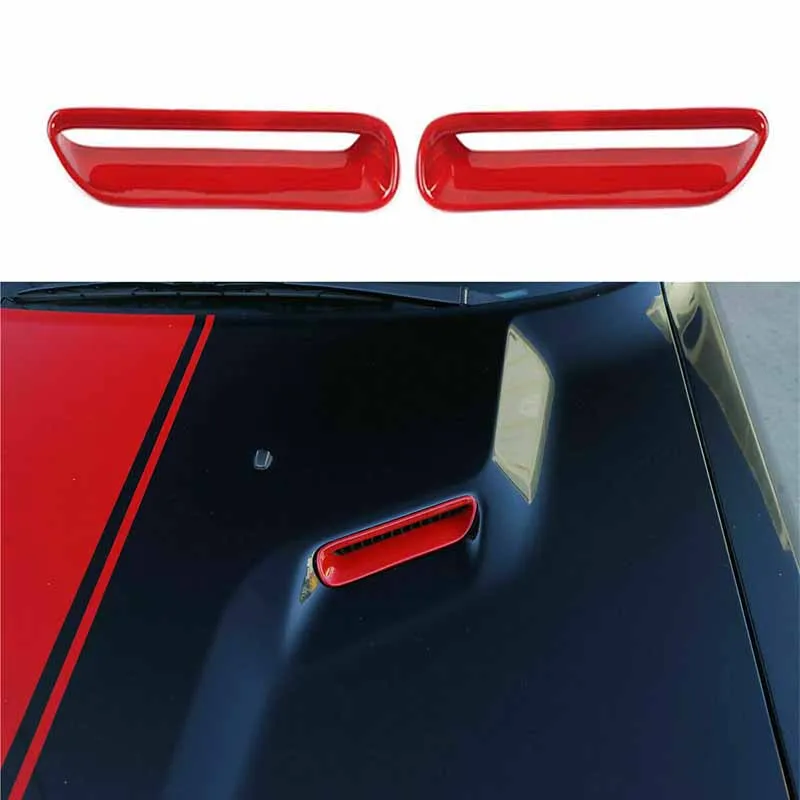 

1 Pair Red ABS Car Left Right Front Hood Scoop Air Vent Bezel Cover Trim Fit For Dodge Challenger 2014 2013 2012 2011 2010 2009