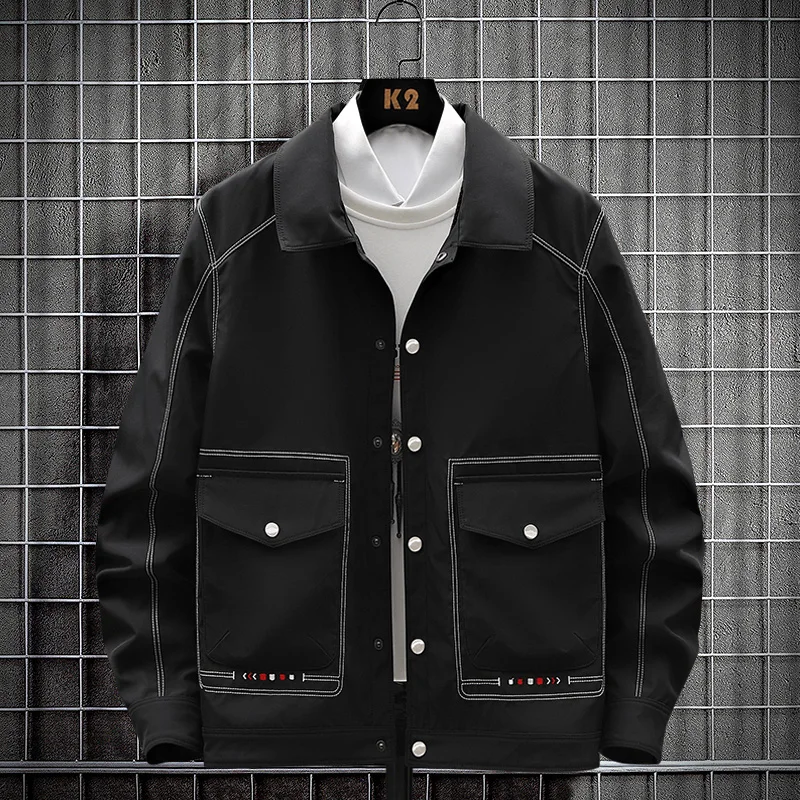 

For 2023 New Year Spring Autumn Cargo Khaki Black Coat Men'S OverSize 8XL 9XL Zip Up Brand Fashion Tactics Military Jackets