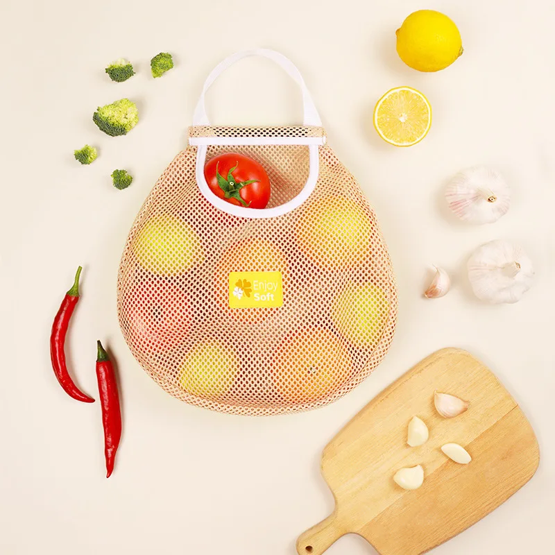 

Kitchen Fruit Vegetable Storage Mesh Bag Sundries Box Hanging Large-capacity Woven Shopping Basket Portable Hollow Mesh Tool