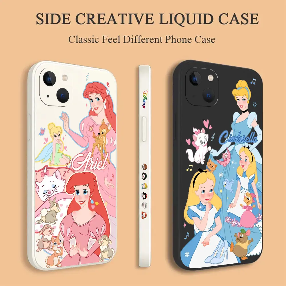 

Disney Princess Alice Ariel Phone Case For iPhone 15 14 13 12 11 Pro XS Max Mini X XR SE 7 8 6S Plus Liquid Silicone Cover Cqoue