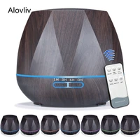 550ml octagon aroma diffuser for home wood grain remote control air humdifier with led lights mini office timing air purifier