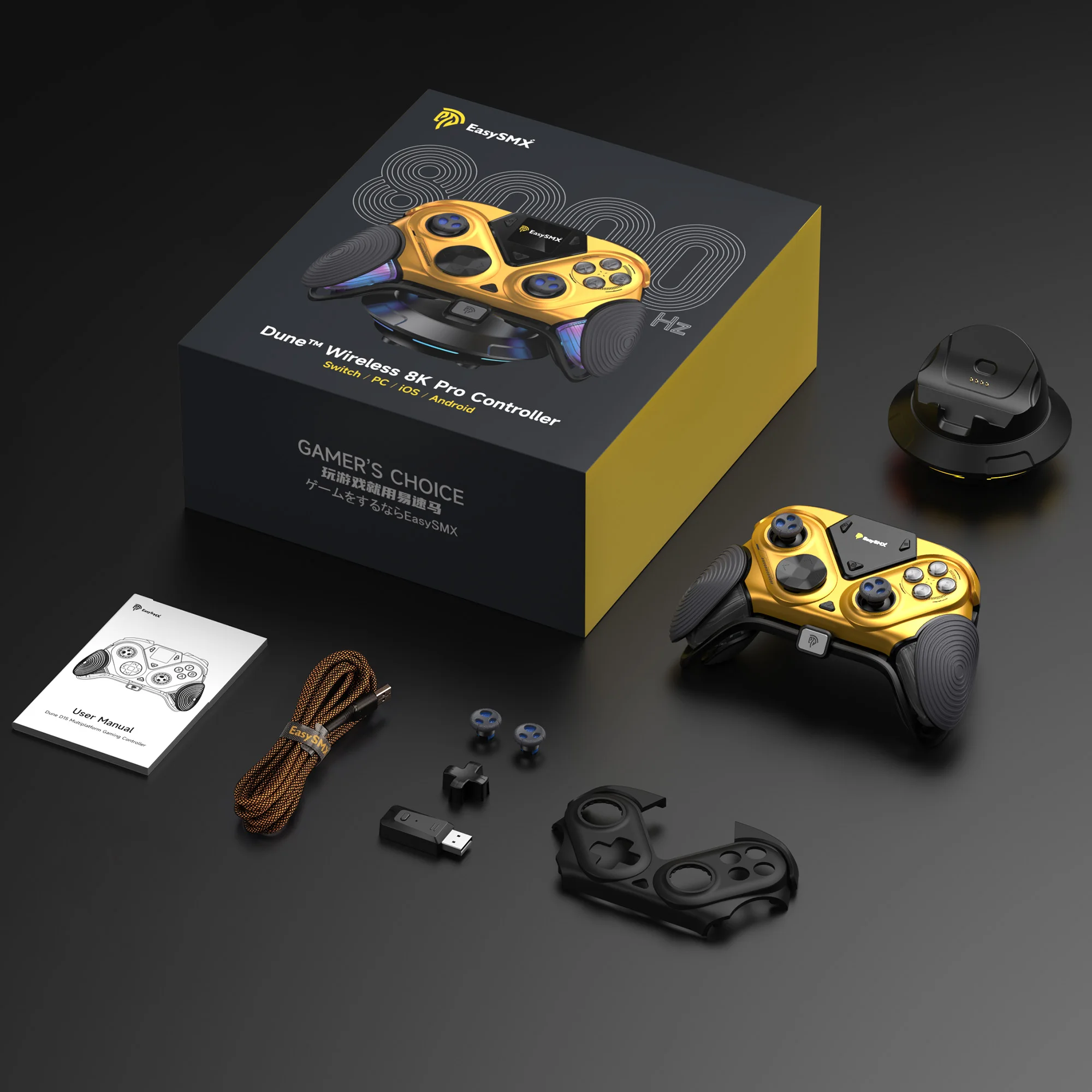 Игровой контроллер EasySMX Dune 8K Pro для киберспорта с TMR-стиками против дрифта, 1,3-дюймовым смарт-дисплеем, совместимый с ПКSwitchтелефономтелевизором (art.: 3920dc6f34367) - 3920dc6f34367
