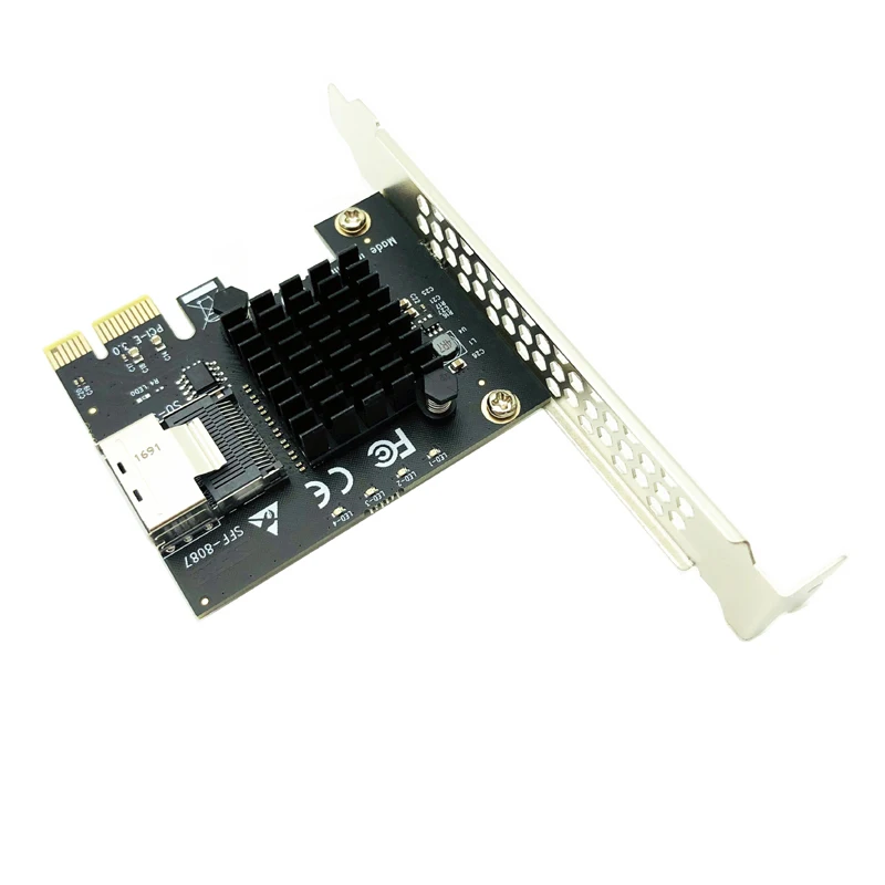 Адаптер PCIe PCI-E PCI Express X1 к Mini SAS 8087 Плата расширения контроллера 4-портовый SATA 3 6G SSD Chi