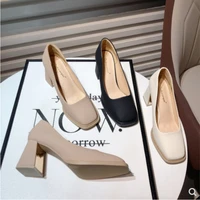sexy retro pumps for women shoes temperament square toe thick heel ladies dress shoes high heeled ol fashion high heels 2022 new