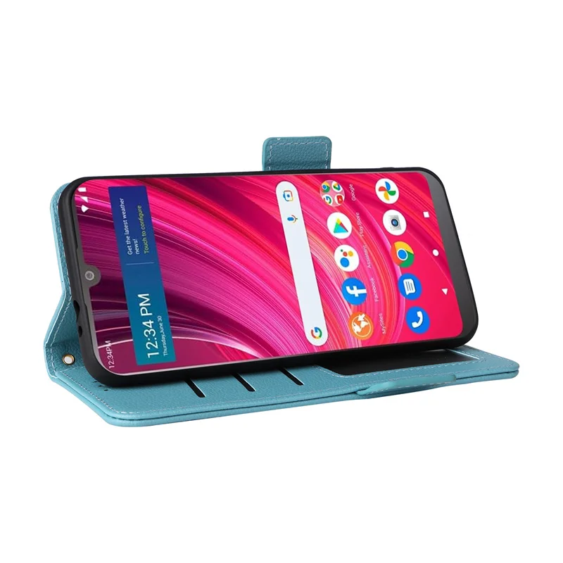 Кожаный чехол-кошелек с боковой пряжкой для BLU View 4 B135DL текстура личи