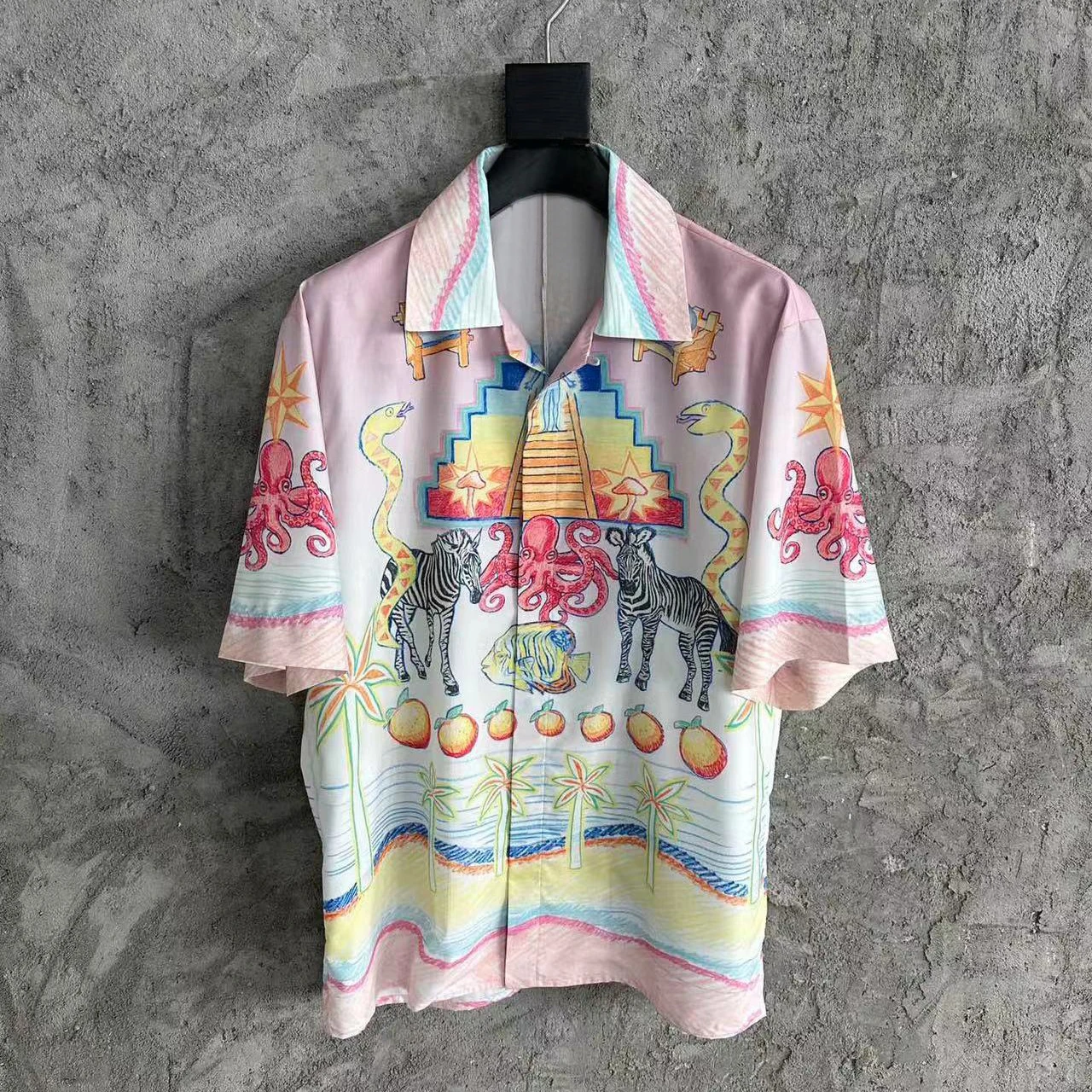 

Летняя рубашка NIGO с коротким рукавом с граффити Ngvp # nigo5171
