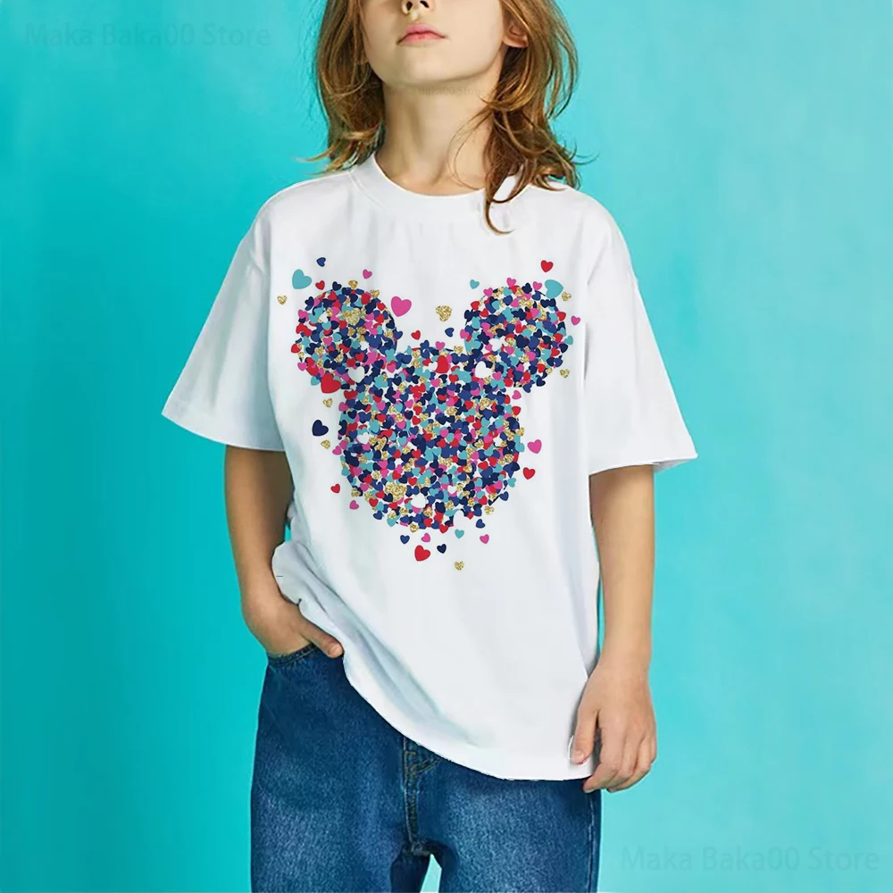 

Disney Mickey and Minnie New Summer Children's Clothing T-Shirt Printing Casual Cartoon Round Neck Sweatshirt Girls Clothing Top