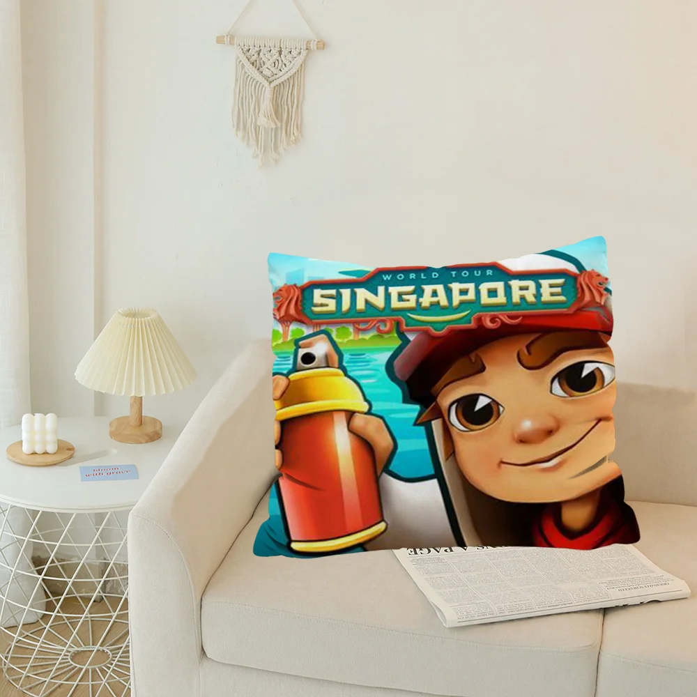 Современные экологически чистые чехлы на подушки из полиэстера с принтом метро и