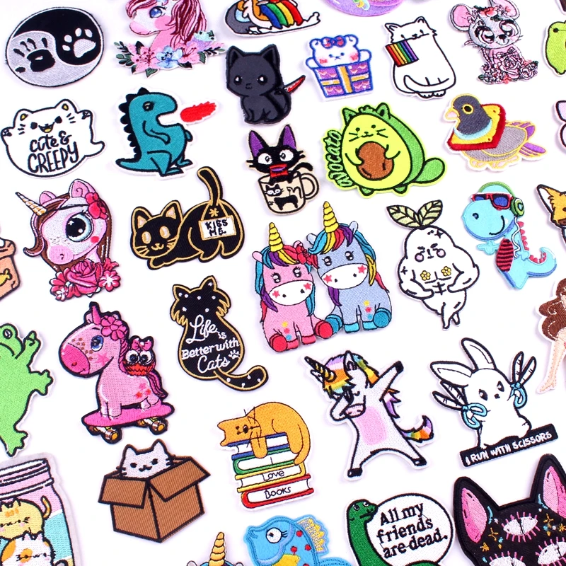 Нашивка С Вышивкой единорога аппликация с котом нашивки для одежды термоклейкие