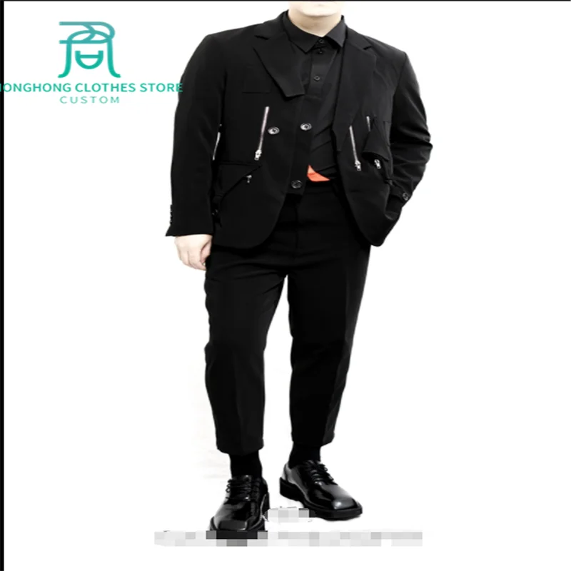 

Custom dark retro chain suit for men with high quality and oversize men's wear M-6XL.