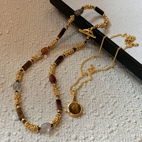 Кулон «Тигровый глаз» Taoya  из золота 18 карат