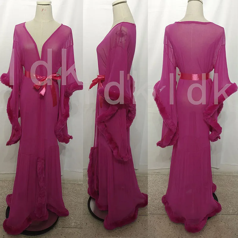 

Sexy Lingerie Perspective Robes for Women Ladies Dressing Gown Perspektive Sheer Long Robe Fluffy Dessous Halloween Cosplay Cos