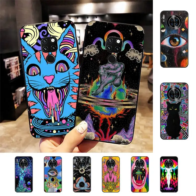 

Colourful Psychedelic Trippy Art Phone Case For Huawei Nova 3I 3E mate 20lite 20Pro 10lite Luxury funda case