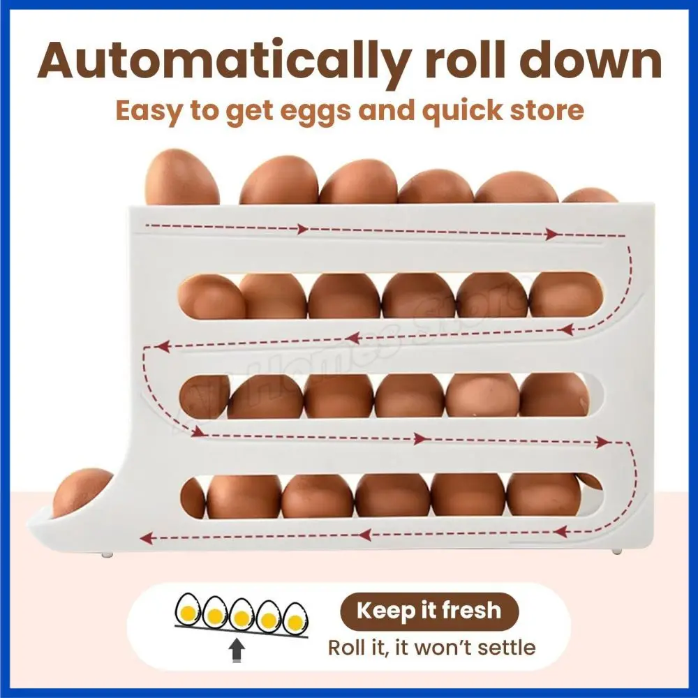 4-уровневый держатель для яиц в холодильнике автоматическая вращающаяся коробка