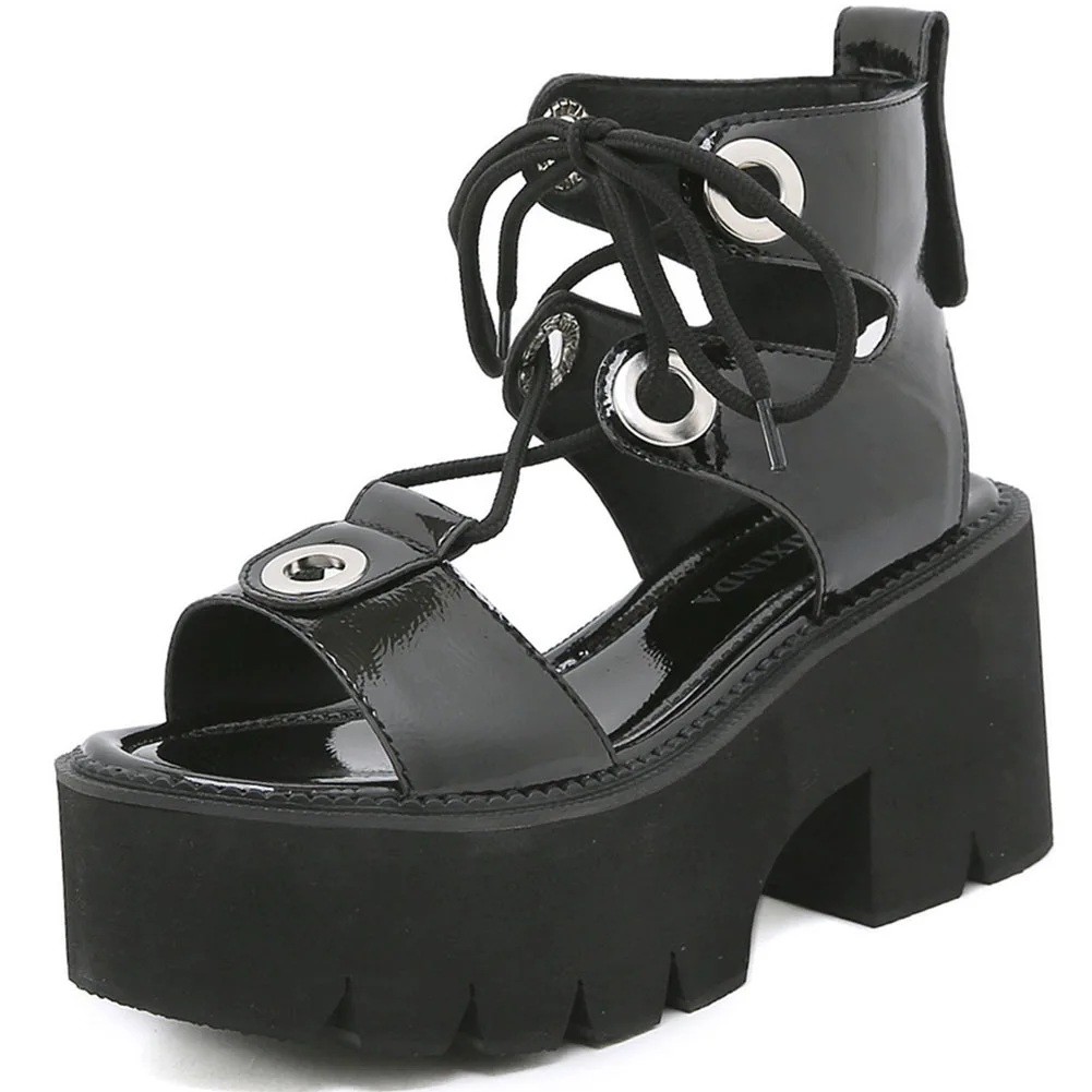 

2022 New Arrivals Big Size 43 GIGIFOX Platform Rivets High Heels Women's Sandals Summer Gothic Gladiator Shoes