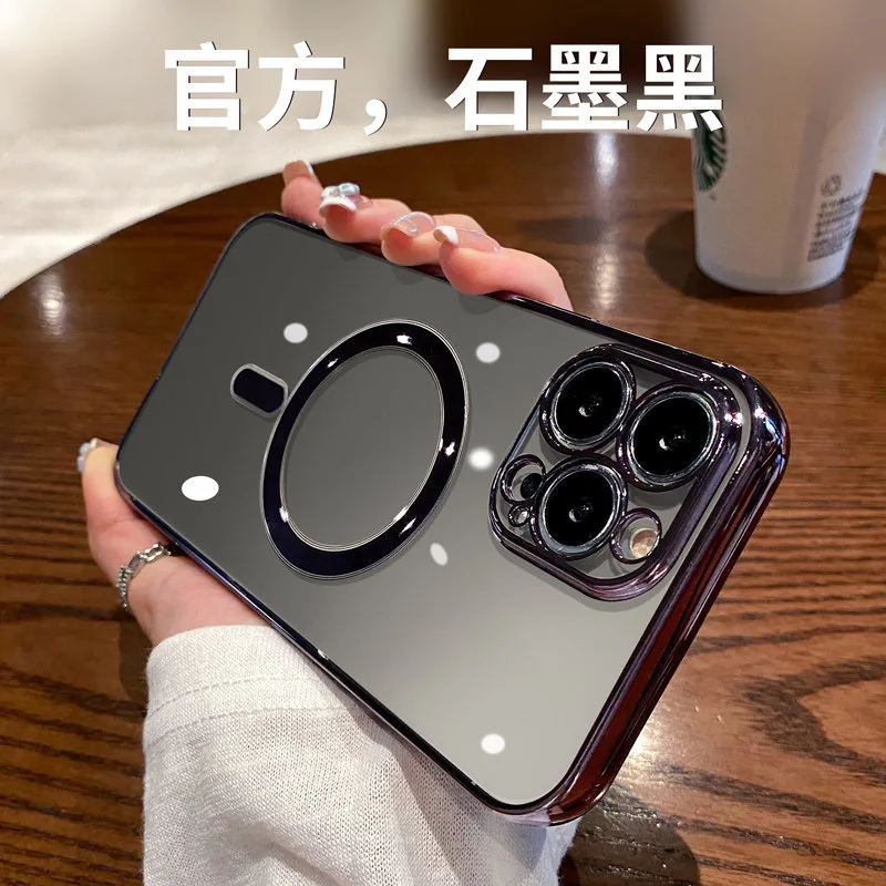 

Подходит для Magsafe Магнитный всасывающий автомобиль Apple 13 Телефон гальваническое покрытие IPhone11/12promax силиконовый мягкий корпус