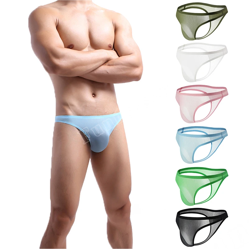 

Summer Men's Thongs Ice Silk Seamless Ultra-thin One Piece 3d Convex Comfortable Breathable Solid Color Low Waist Sexy Panties