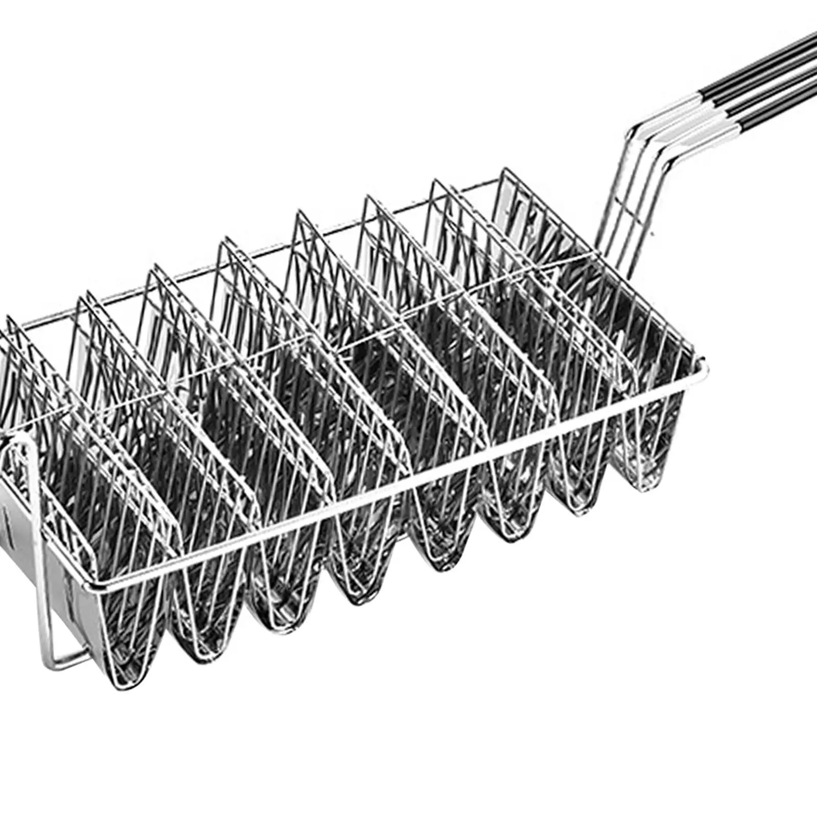 

Stainless Steel Taco Basket with Grip Handle Burritos 8 Shells Pancake Tool