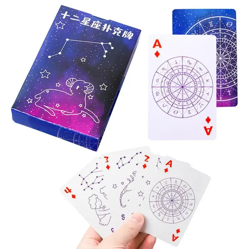 

Party Playing Poker Card 12-Constellation Printed Table Playing Pokers For Women Men Lightweight Poker Cards Blackjack Board