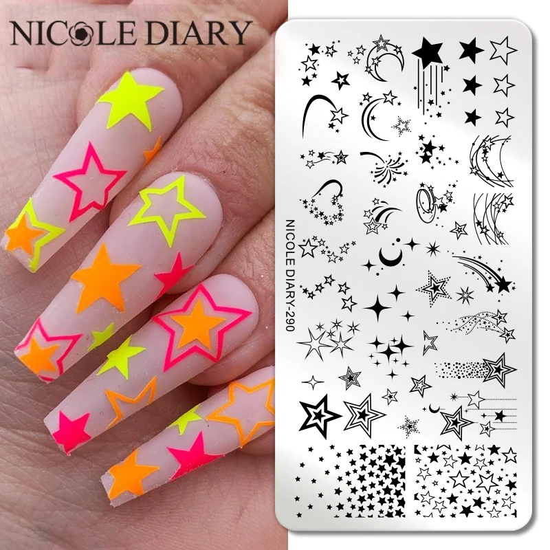 Трафареты NICOLE DIARY для маникюра пластины стемпинга абстрактного изображения