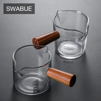 double wall glass tumbler coffee maker mug heat resistant wooden handle glass scale cup high borosilicate espresso measuring cup