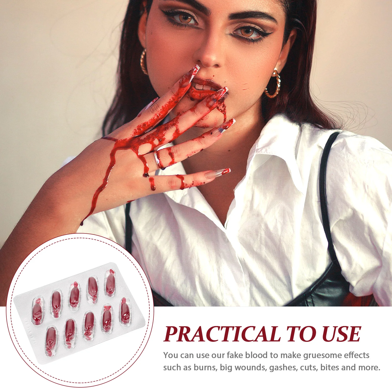 10 шт. поддельные капсулы с кровью эффекты макияжа на Хэллоуин реквизит подарок