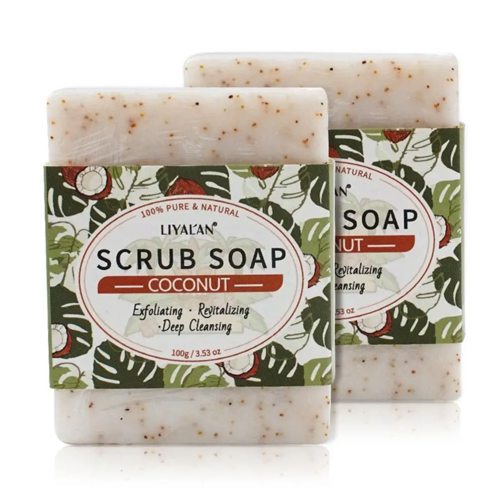 

Coconut Oil Exfoliating Scrub Soap Skin Whitening Shrink Anti Bath Acne Pores Herbal Body 100g Handmade Rich Foam Natural S W7h6