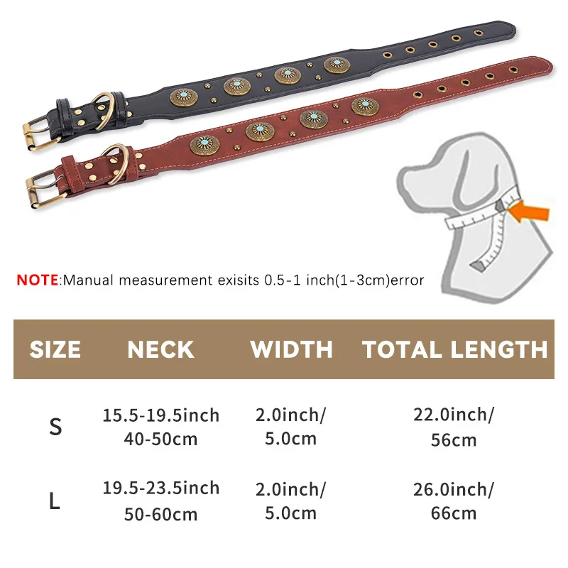 1 шт. Echt Lederen Hondenhalsband 2 дюйма Brede Koele шипы Duurzame Kragen Voor Middelgrote Honden Duitse Herder Pitbull Correa