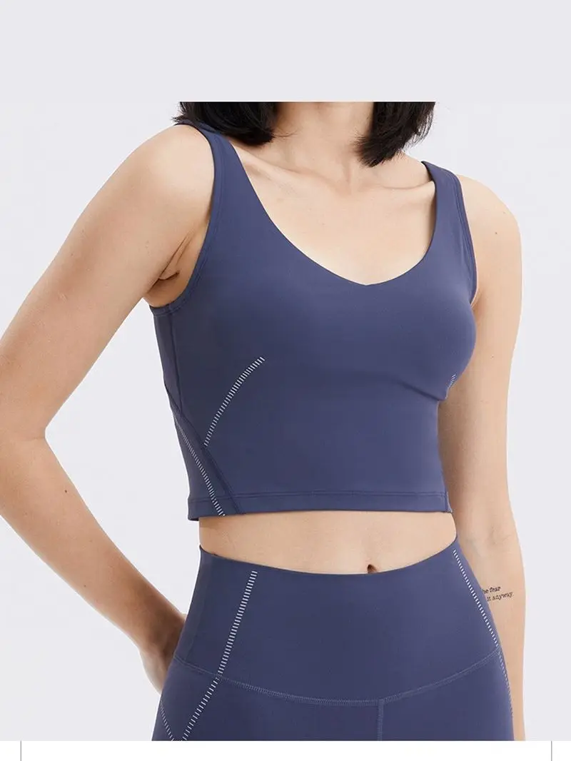 Топ бюстгальтер для йоги спортивный однотонный тренажерного зала модное