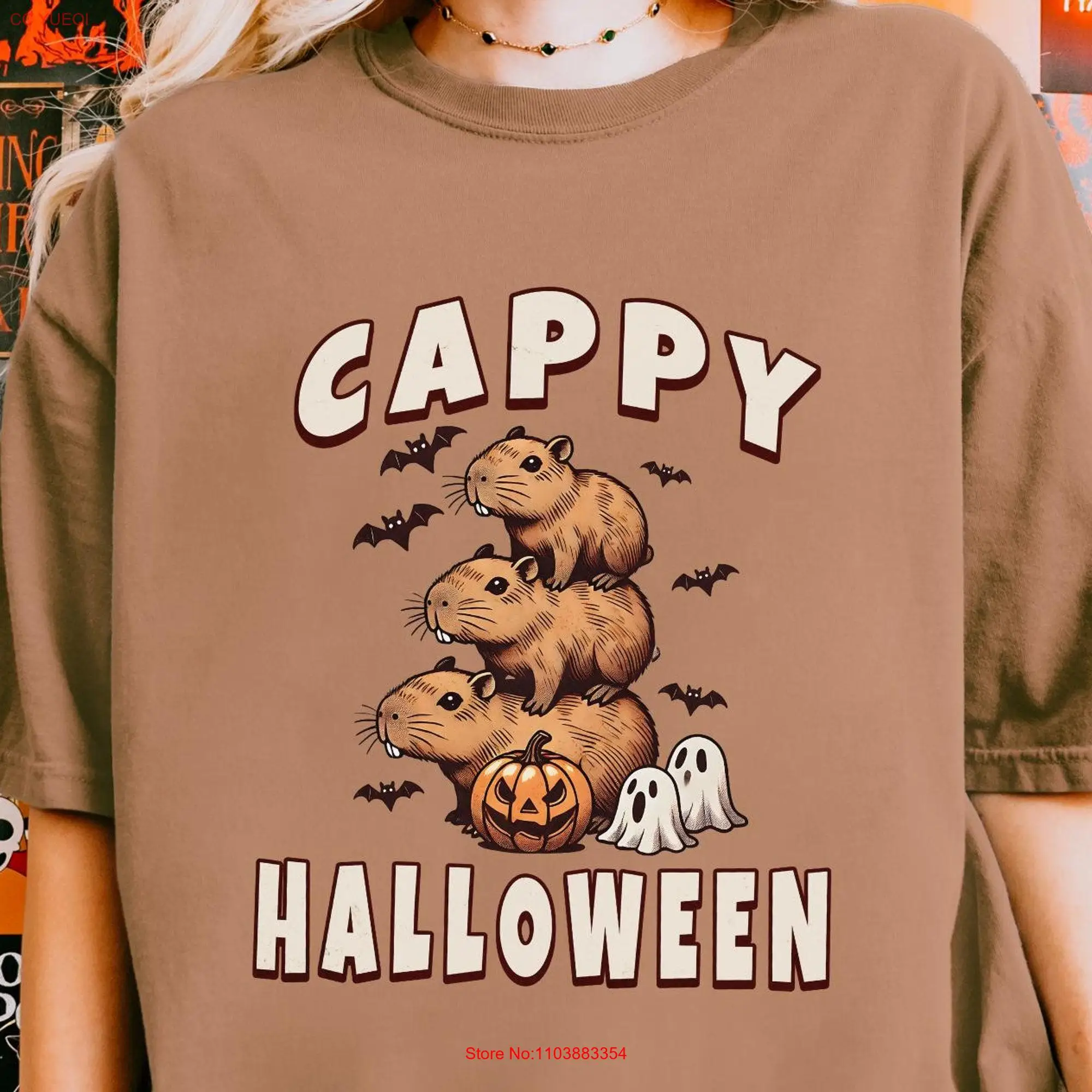 Капибара Хэллоуин футболка милые осенние модные удобные цвета Животные любимые
