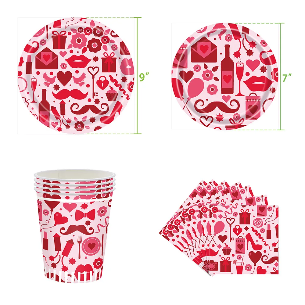 

Розовая одноразовая посуда на День святого Валентина, романтический свадебный Декор «сделай сам»
