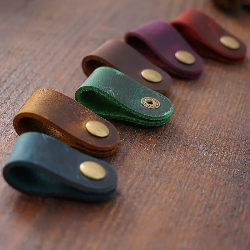

Vintage Leather Cable Organizer Earphone USB Charger Data Line Cable Protector Storage Clips Cable Winder Office Desk Organizer