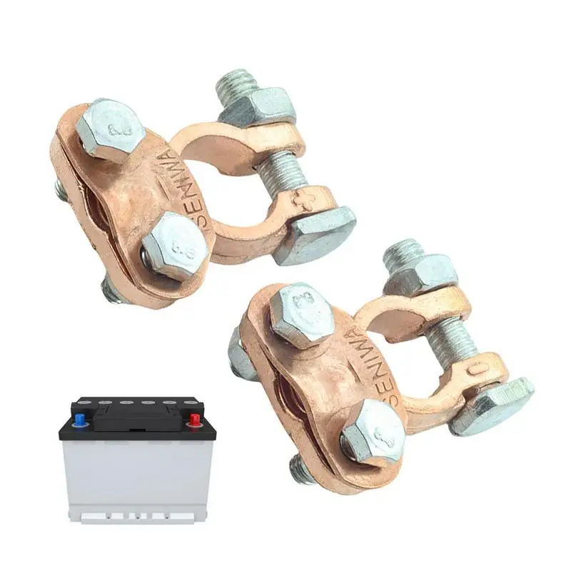 

2 Pieces Car Battery Terminal Clip Heavy Duty Brass Battery Quick Release Connectors Positive And Negative Top Post Clamp For