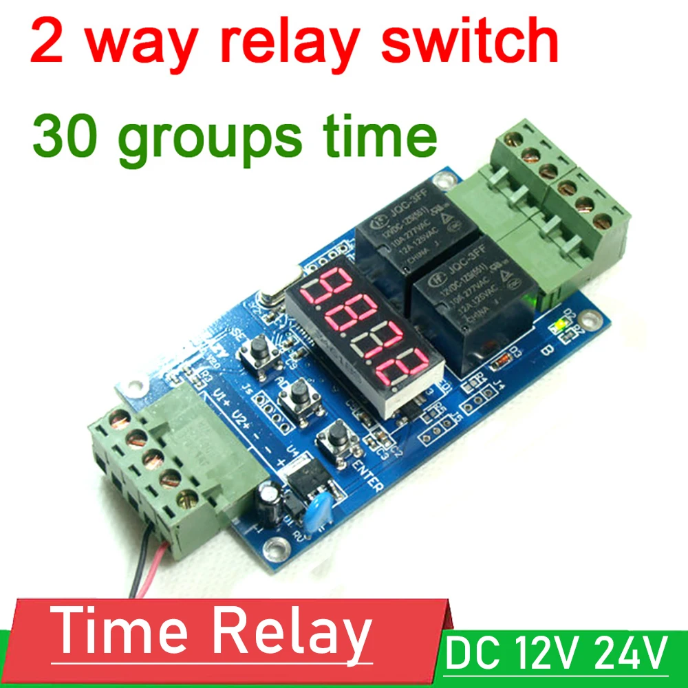 

DC 12V 24V Dual Programmable Relay Control Cycle Delay Timer Timing clock Switch Controller Module Digital LED display board