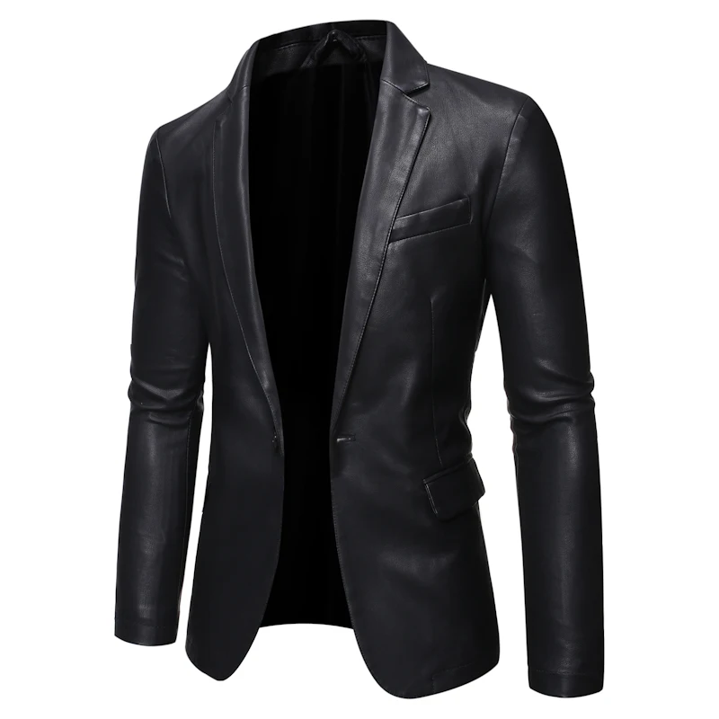 

Four Seasons boutique high-end everything fashion trend handsome casual 2023 new men's suit leather coat PU top