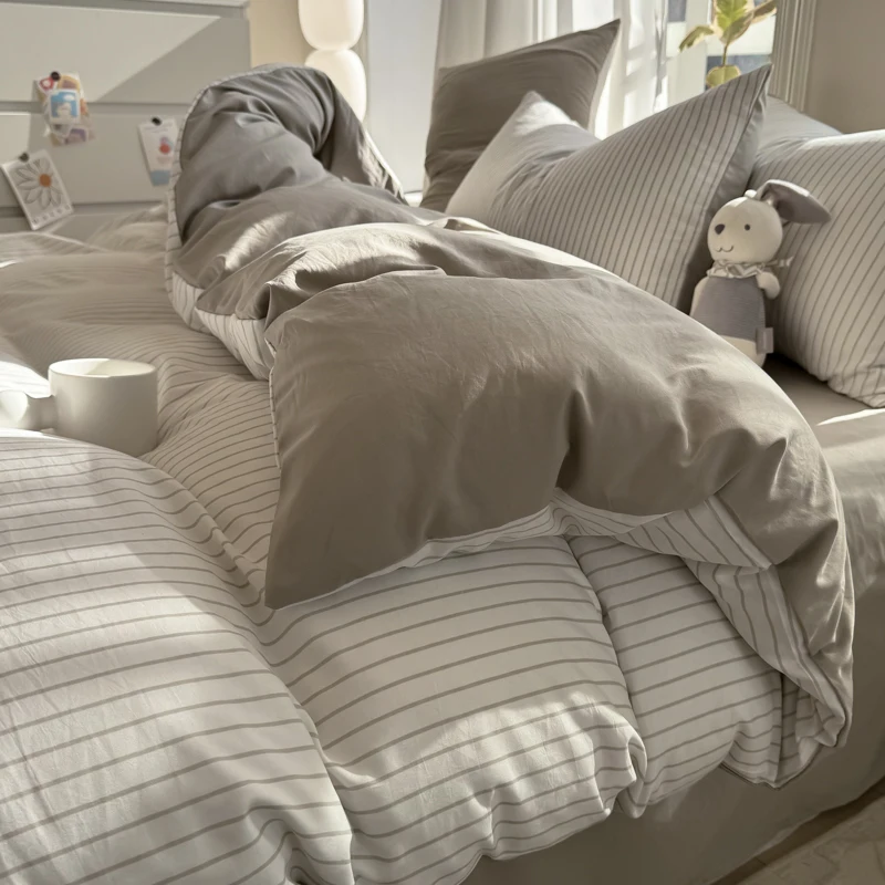 

Комплект постельного белья Dreamreal из хлопка, серый, 4 шт.