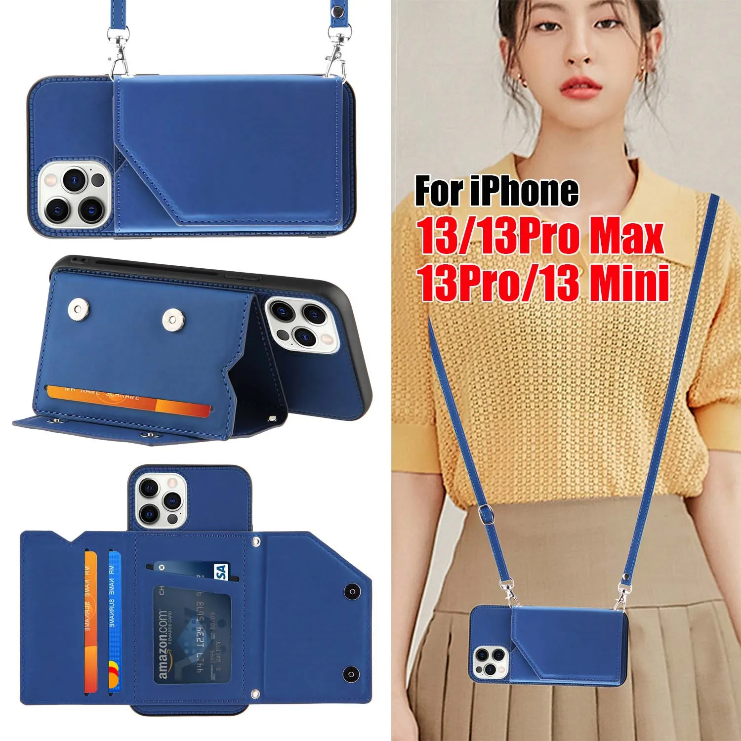 Кошелек для IPhone 13 12 11 Pro Max Mini 7 8 Plus X чехол кросс-боди с держателем карт женский