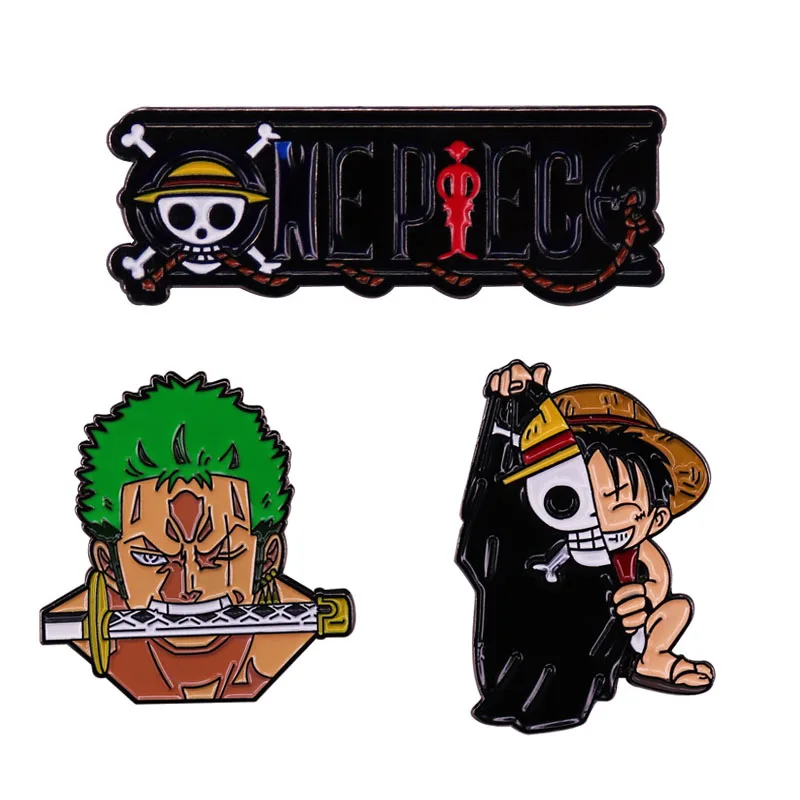 

Аниме ONE PIECE LUFF Zoro брошь и эмалированная булавка мультяшная фигурка ророноа Зоро LUFF булавка на лацкан ювелирные изделия